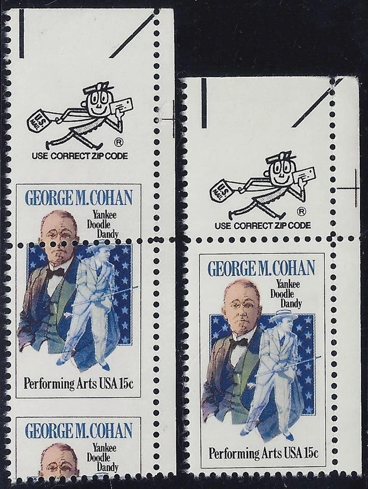 1756 - Huge Misperf Error / EFO "George M Cohen""Performing Arts" Mint NH - Image 1 of 1