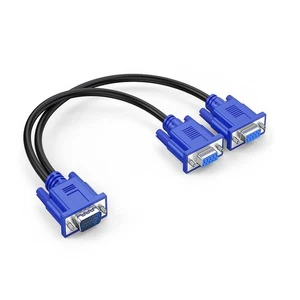 1 PC TO 2 LCD TV MONITOR SVGA Y SPLITTER 2 PORT CABLE VGA ADAPTER BLUE.. - Picture 1 of 5