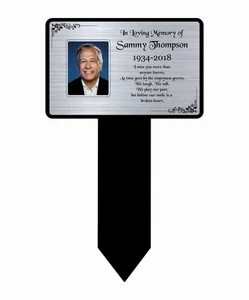 Memorial Photo Plaque, Personalised Rectangle Shape Grave Garden Marker Plaque - Picture 1 of 8