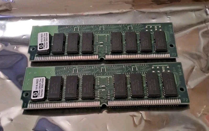 2x 8MB Ps/2 Fpm Simm RAM Memoria HP 1818-5623 5063-4549 72pin 70ns - Immagine 1 di 3