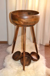 Ensaladera de pie MCM de colección junto a la mesa y 4 ensaladeras individuales hechas en Japón - Imagen 1 de 19