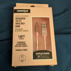 PowerXcel Rapid Charge Braided 10 FT Micro USB Charge Cable - Picture 1 of 3