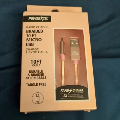 PowerXcel Rapid Charge Braided 10 FT Micro USB Charge Cable - Image 1 of 3