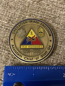 Ejército de Estados Unidos 1ª División Blindada Operación Libertad Iraquí Ironsides Challenge Moneda - Imagen 1 de 3