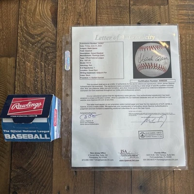 HANK AARON AUTOGRAPHED BASEBALL JSA AUTHENTIC - Image 1 of 4