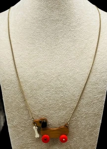 Retro Tatty Devine Dachshund On Wheels Fun Kitschy Necklace From United Kingdom - Picture 1 of 9