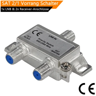 Vorrang Schalter Verteiler/Umschalter Master Slave 1 LNB auf 2 TV SAT Receiver - Bild 1 von 4