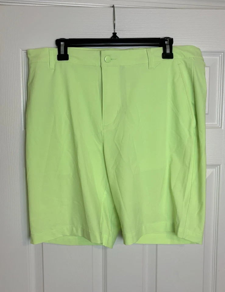 Adidas Mens Dobby Tex Golf Shorts Size 36 Neon Green Spark IU2840