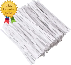 500 Pcs 5" White Paper Twist Ties Reusable Bread Ties, for Party Cello Candy Bre - Picture 1 of 5