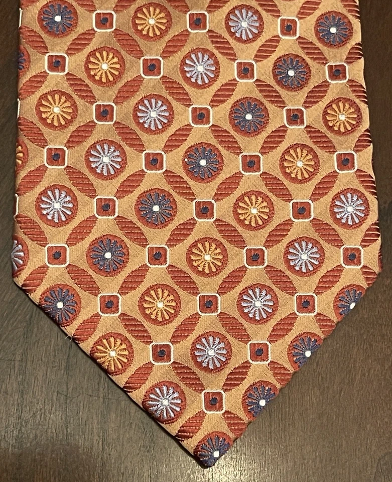 Haggar Orange Blue Hand Made 100% Silk Men’s Neck Tie Made In China - Image 1 of 4
