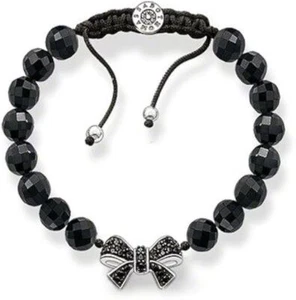 Thomas Sabo Armband Obsidian Schleife Zirkonia schwarz A1168-198-11 UVP 198,- - Picture 1 of 1