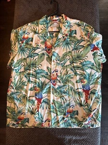 Vintage Paradise Found Hawaiian Shirt Mens XL Parrots Birds Tropical Island - Picture 1 of 8