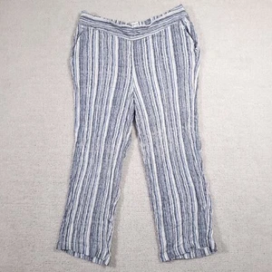 Nine West Pull On Capri Pants Women's Large Blue Stripe Pockets Soft Comfort - Picture 1 of 14