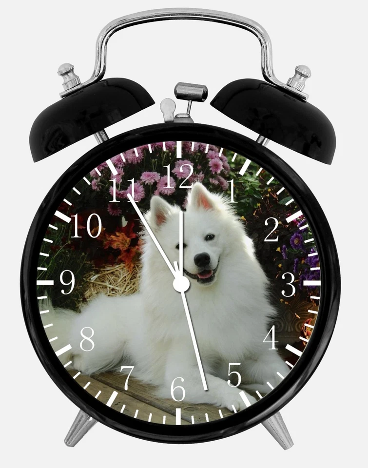 American Eskimo Dog Alarm Desk Clock 3.75" Home Office Decor F12 Nice For Gift - Image 1 of 1