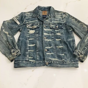 Vintage 2000 Paco Jeans Med Wash Mixed Distressed Denim Jacket Mens Size Small - Picture 1 of 11