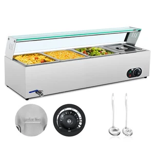 4x10QT Commercial Electric Food Warmer Buffet Bain Marie Countertop Steam Table - Picture 1 of 14