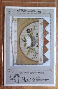 NUEVO corazón a mano "bendiciones de cosecha" apliques de lana patrón colgante de pared 23x31 - Imagen 1 de 3
