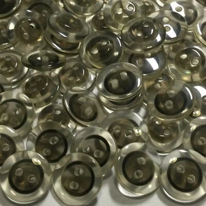 Clear/Black Italian Retro Poly Lucite Resin Button 15mm 18mm 2hole - Picture 1 of 6