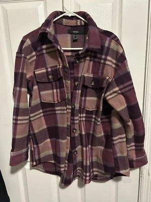 Mujeres Forever 21 Chaqueta polar Chaqueta Prendas para el torso Gran Tamaño Púrpura Cuadros Foto 1 de 3