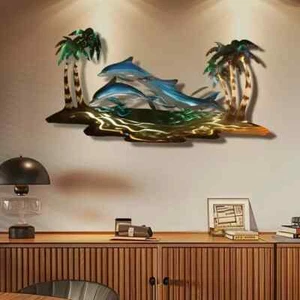 Decoración de pared de delfines de metal escultura deportiva de delfines de pared de metal - Imagen 1 de 5