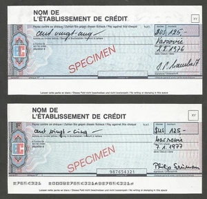France - Eurocheque; Sample; 1970's; Specimen; UNC; 2 varieties - Picture 1 of 2