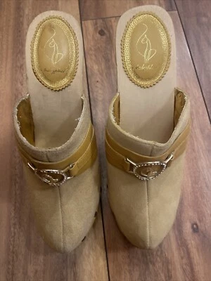 BABY PHAT KIMORA SIMMON CRYSTAL~CAT~SOFT BWN SUEDE COACHELLA CLOG SHOES 8,5 - Image 1 of 4