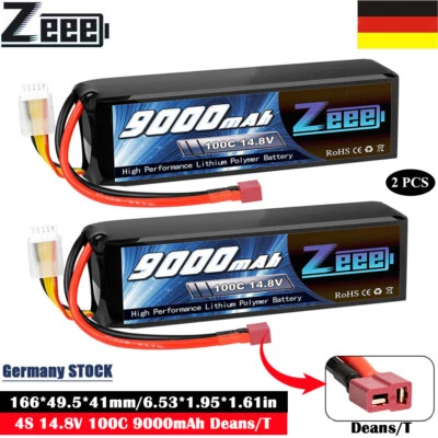2x Zeee 14.8V 4S Lipo Akku Batterie Deans 100C 9000mAh für RC Auto Flugzeug LKW - Bild 1 von 4