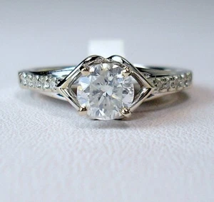 0.77 ct Round 0.85 ct tw Natural Diamonds 14K White Gold Ring Was $3,495 Video - Picture 1 of 12
