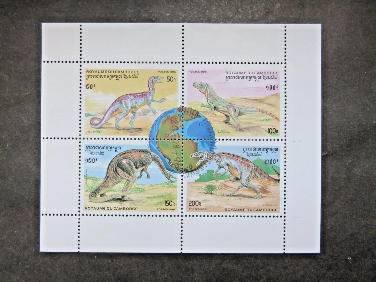 Briefmarken-Set Kambodscha 1996 – Prähistorische Tiere, Kleinbögen Komplett Gestempelt (Nr. 1619-1630)