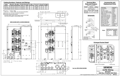 Siemens WP4312RJB UNI-PAK 3-Gang 400A 225 Amp RINGLESS BYPASS Medidor Enchufe Foto 1 de 3