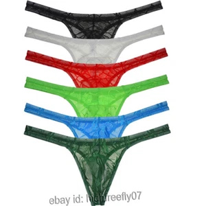 Herren Provokant Durchsichtig Netz G-String Sissy T-Back Sexy Männer Bikini Tanga - Bild 1 von 34