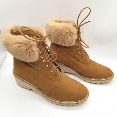 Botines con cordones al tobillo Nicole Miller para mujer marrón imitación gamuza piel talla 10 Foto 1 de 4