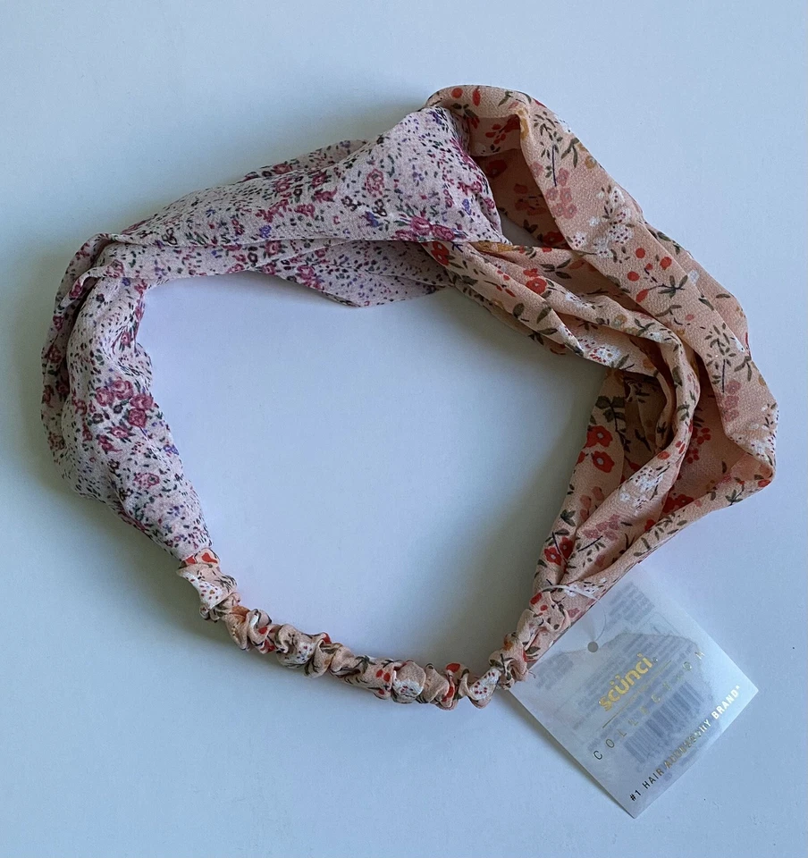 Envoltura para la cabeza Scunci Trend Collection estampado floral bicolor - 1 pieza nueva con etiquetas Foto 1 de 1