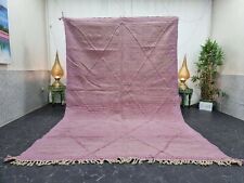 Moroccan Handmade Kilim Zanafi  6'6''x10'3'' Berber Geometric White Pink Carpet