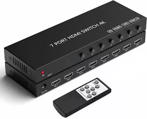 7 Port HDMI Switch 4k@60hz, HDMI Switch 7 in 1 Out HDCP 2.0 HDMI Hub Support - Picture 1 of 6