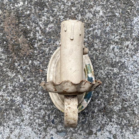 Antique Oval Single Candle Painted White Wall Sconce Outlet Plug Paper Candle Cover