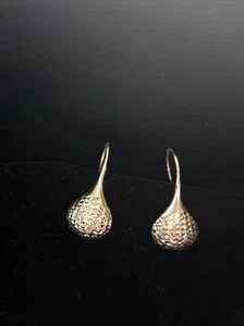 Textured Teardrop Drop Earrings in Sterling Silver - Picture 1 of 2