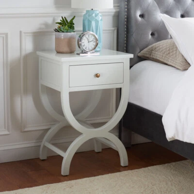 SAFAVIEH Maxine Nightstand With Storage Drawer | Off White | - Image 1 of 4