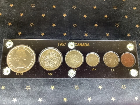 1957 Canada Mint Silver Six 6-pc Coin Set in Capitol Holder! Cover