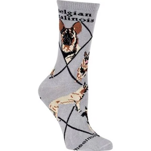 Adult Socks BELGIAN MALINOIS Dog Breed Gray size Medium Made in USA - Picture 1 of 1
