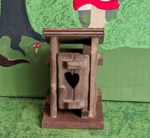 Miniature Fairy Garden or Dollhouse Wooden Outhouse Larger 3.25" Version NEW - Picture 1 of 7