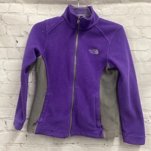 The North Face Girls Jacket Full Zip Medium Purple Gray Fleece Base layer 8-10 - Picture 1 of 24