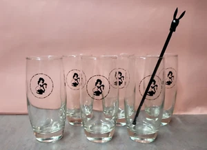 Playboy Club Drinking Tumblers Glass Set - 1 Stirrer - Picture 1 of 7