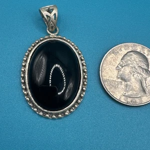 Vintage Sterling And Black Onyx Pendant - Picture 1 of 6