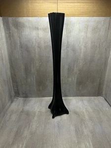 Vintage Tall Shiny Black Glass 4 Sided Bud Flower Vase 16” Eiffel Tower Vase A31 - Picture 1 of 5