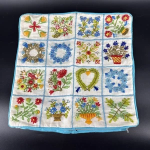 Kit de Funda de Almohada Vintage Acabado Crewel Flores Flores Sentimientos Florales Vacío - Imagen 1 de 13