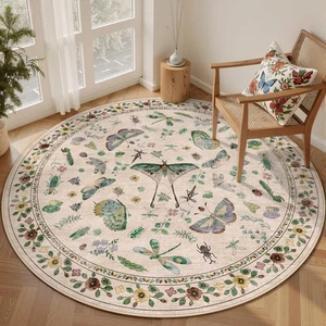4ft Washable Round Rug - Bug Rugs for Living Room Non-Slip Low Pile Soft Ultr... - Bild 1 von 9