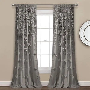 Riley Window Curtain Panel - Charming Handmade Bow Details - Elegant Light Fi... - Picture 1 of 5