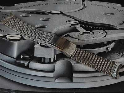 ◄ Vintage Omega Rice Grain Links Stainless Steel Band Watch Strap - Seamaster ► - Image 1 of 4