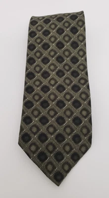 Corbata Hombre Carlos Devenezia Verde Oliva Patrón Seda Roma Barcelona Larga Excelente Foto 1 de 4